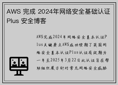 AWS 完成 2024年网络安全基础认证 Plus 安全博客 AWS 完成 2024年网络安全基础认证 Plus 安全博客